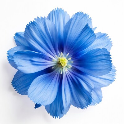 Blue Cosmos Flower on White Background