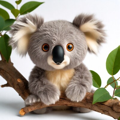 Plush Koala on Eucalyptus Branch