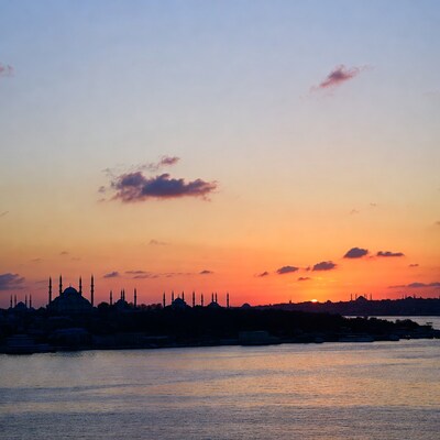 Istanbul Mosques Silhouette at Sunset