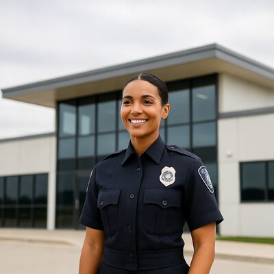 Smiling African-American female police officer