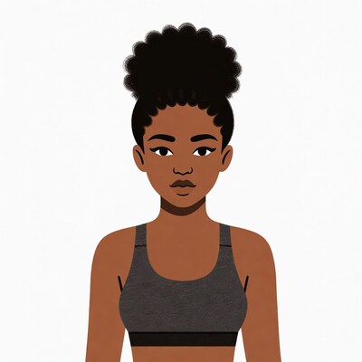 African-American woman in sports bra