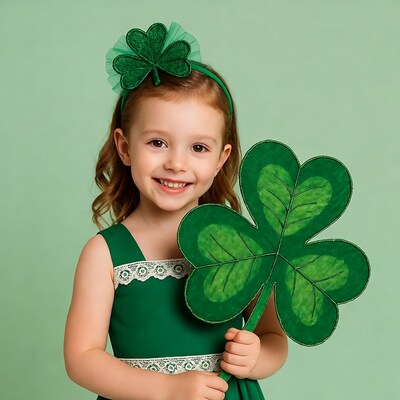 Girl holding large shamrock
