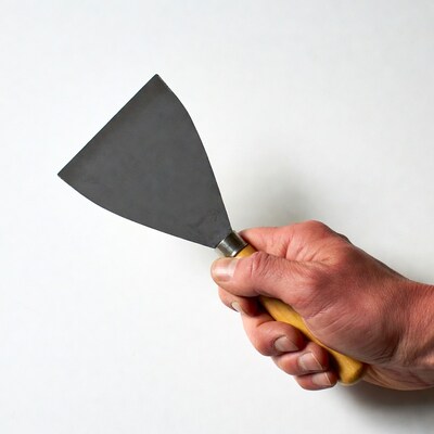 Man holding putty knife