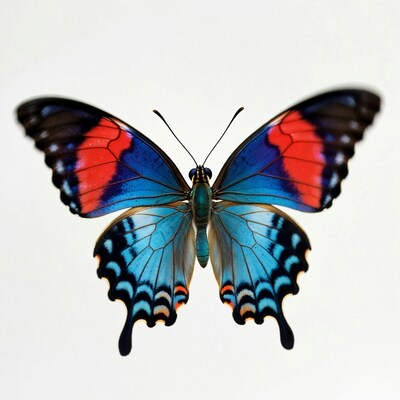 Blue and Red Morpho Butterfly Wings Spread