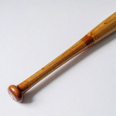 Wooden Baseball Bat on White Background