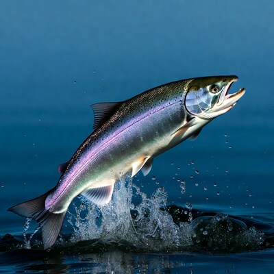 Coho Salmon Jumping from Water