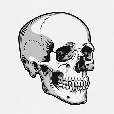 Skull illustration on white background