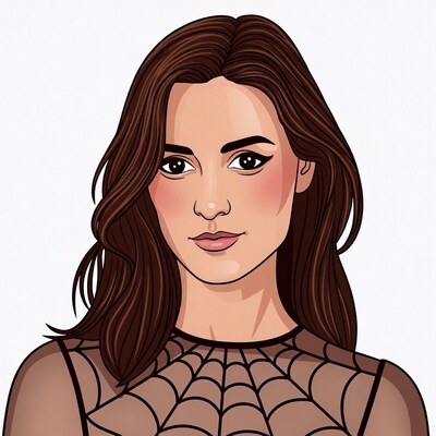 Woman in spiderweb top illustration
