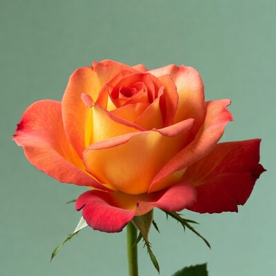 Orange Rose on Green Background