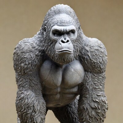 Silverback Gorilla Statue Front View