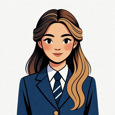 Asian girl in navy school uniform