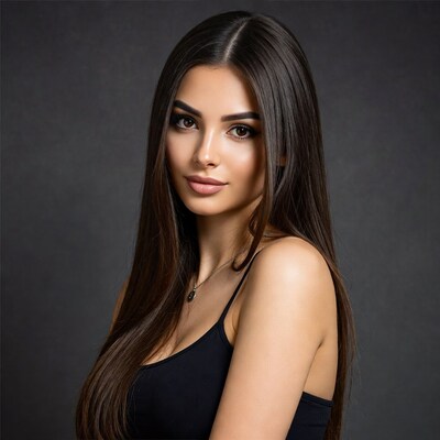 Beautiful woman with long dark hair