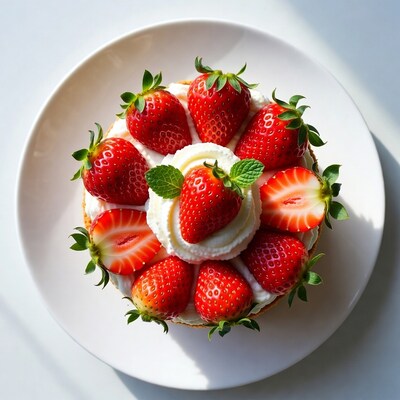 Strawberry Shortcake on White Plate