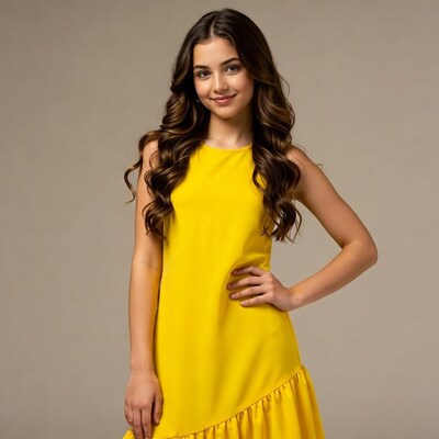 Girl in yellow dress smiling