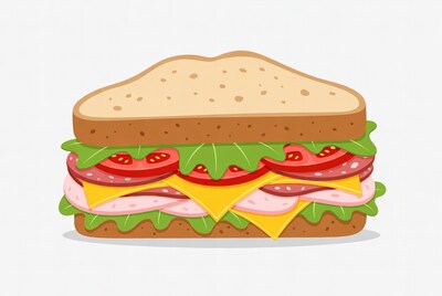 Cartoon Ham Cheese Sandwich