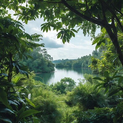 Jungle Framed Tropical Lake View