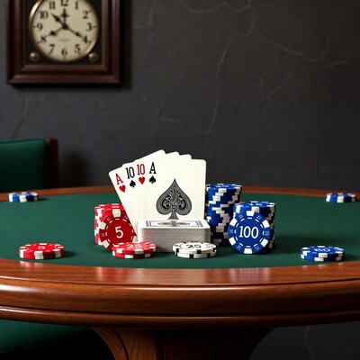 Poker Table with Aces and Chips