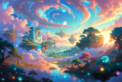 Floating Islands Fantasy Landscape