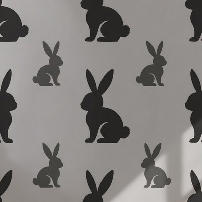 Black Silhouette Rabbits Pattern