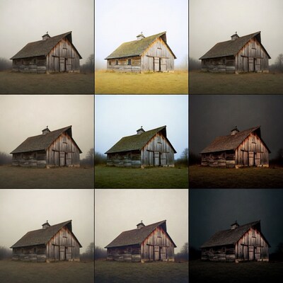 Old Barn in Various Lighting Conditions