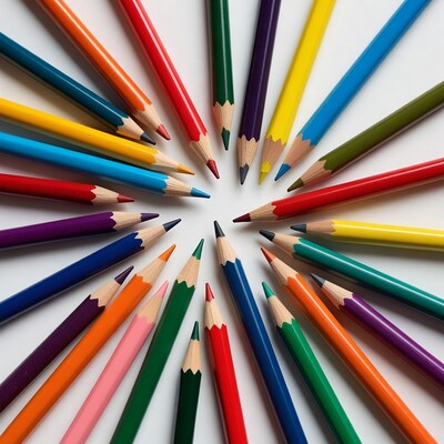Colorful Pencils Arranged in Circle