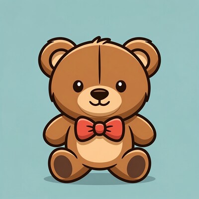 Cute cartoon teddy bear with bowtie