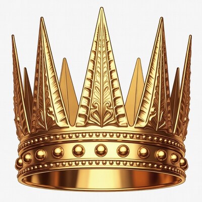 Golden Crown on White Background