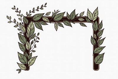 Green Leaf Frame Illustration