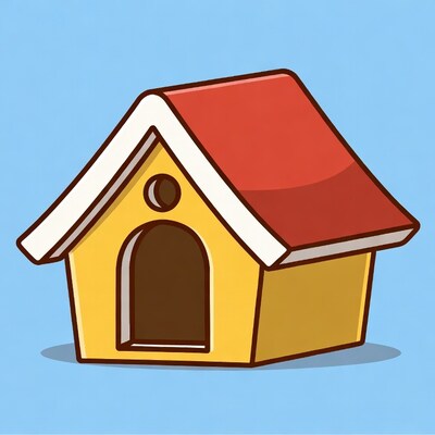Yellow dog house illustration