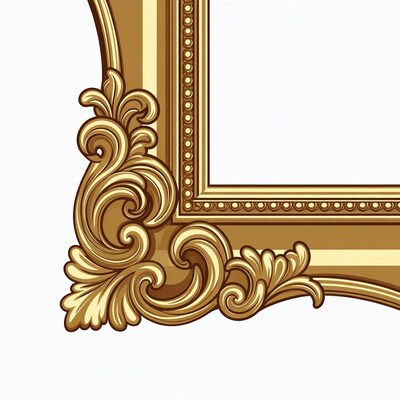 Ornate Golden Picture Frame Illustration