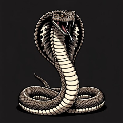 Hissing Cobra Snake Illustration