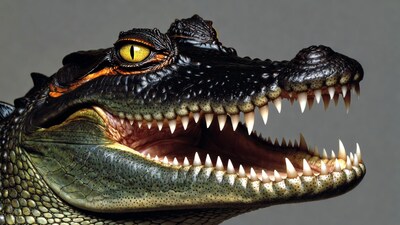 Crocodile roaring with open mouth
