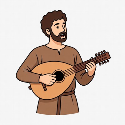 Man playing lute illustration