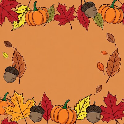 Autumn Pumpkin Acorn Leaf Border