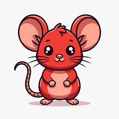 Cute red cartoon mouse