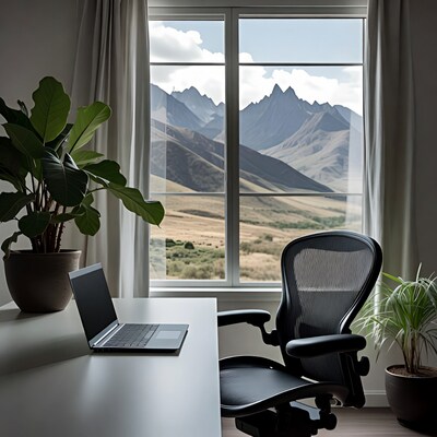 Office Desk with Mountain View