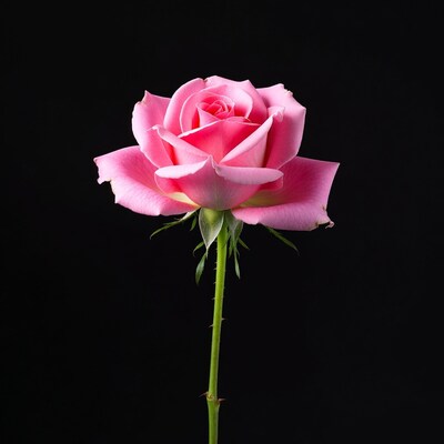 Pink Rose on Black Background