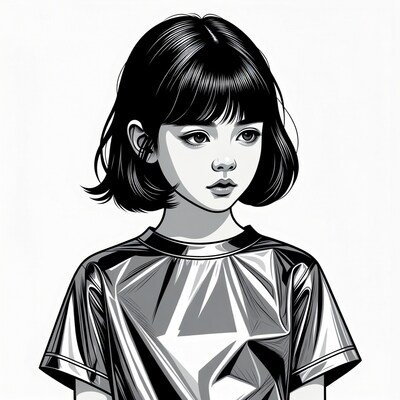 Asian girl with bob haircut