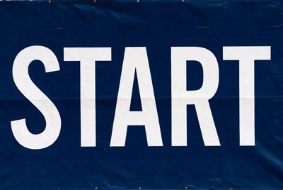 START Banner on Blue Vinyl