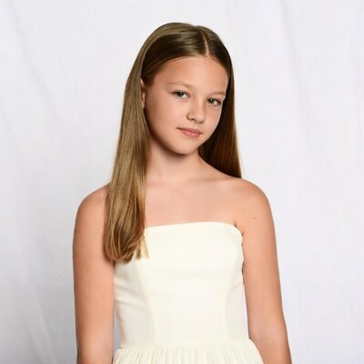 Girl in white strapless dress