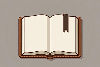 Open Book with Bookmark Illustration