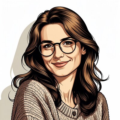Smiling woman with glasses illustration
