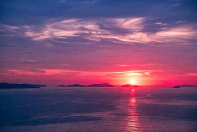 Vibrant Sunset Over Ocean Islands
