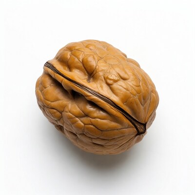 Cracked Walnut on White Background