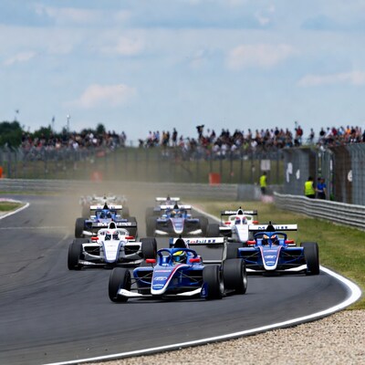 Formula racing cars on track