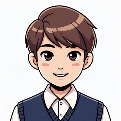 Anime boy smiling in school uniform