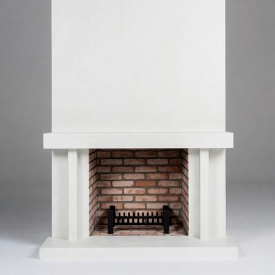 White Fireplace with Brick Interior