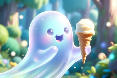 Cute ghost holding ice cream cone