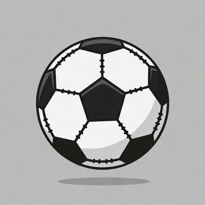 Cartoon Soccer Ball on Gray Background