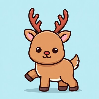 Cute cartoon reindeer walking